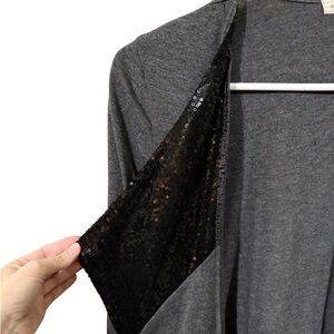 Silence + Noise Gray Cardigan with Black Sequin Detail